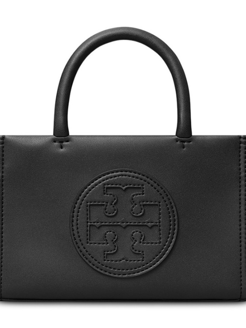 Tory Burch Black Leather Satchel with Signature Logo